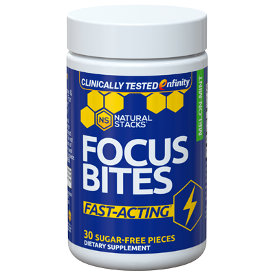 Discover the power of Natural Stacks' Focus Bites, powered by enfinity® Paraxanthine for clean stimulation. Experience improved mood, alertness, concentration, and sustained energy levels without jitters or crashes. Elevate your productivity and mental clarity naturally with each fast-acting serving.